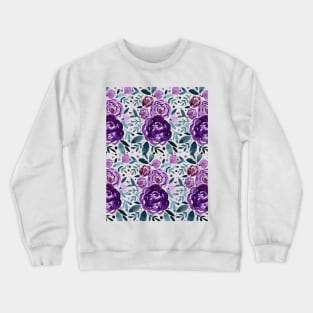 Watercolor roses bouquet pattern - purple Crewneck Sweatshirt